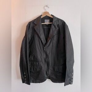 KANE & UNKE Coated Cotton Zip Up Blazer Jacket